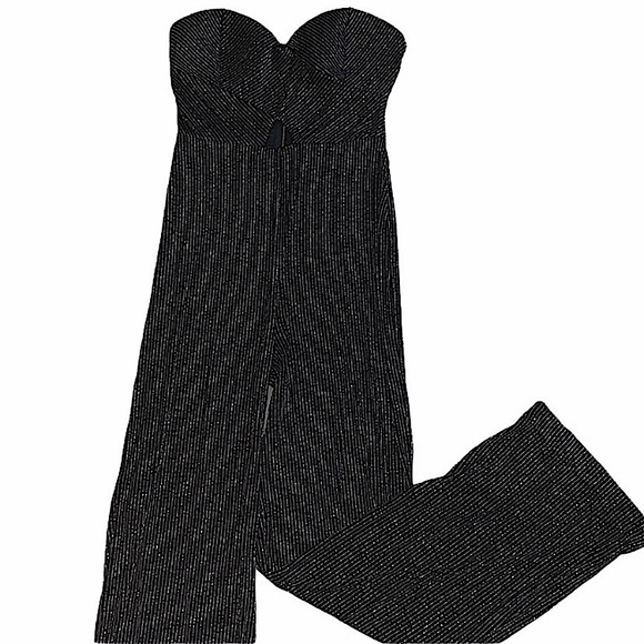 Pants - Sweetheart neckline tube top sparkly jumpsuit